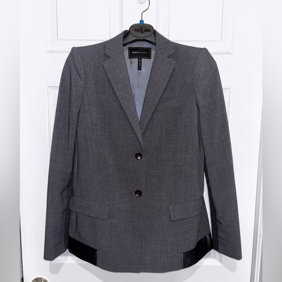 BCBGMaxAzria Jackets & Blazers - BCBGMAXAZRIA  Blazer Size S Kana Heather Jacket Satin Trim Gray​​​